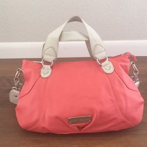 Betsey Johnson Peach & Cream Satchel Purse Handbag